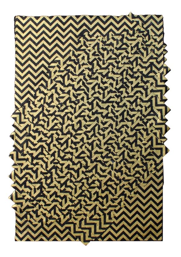 Handmade Woven Paper Wall Art Gold And Black Geometric
