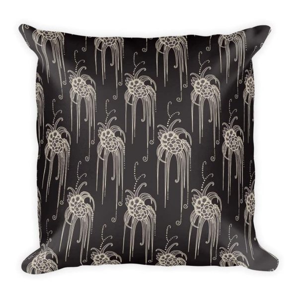 Art Deco Inspired Floral Print Throw Pillow In Plum And Lavender