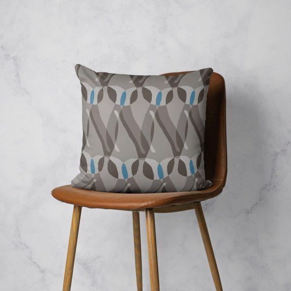 Gray And Blue Modern Paisley Throw Pillow