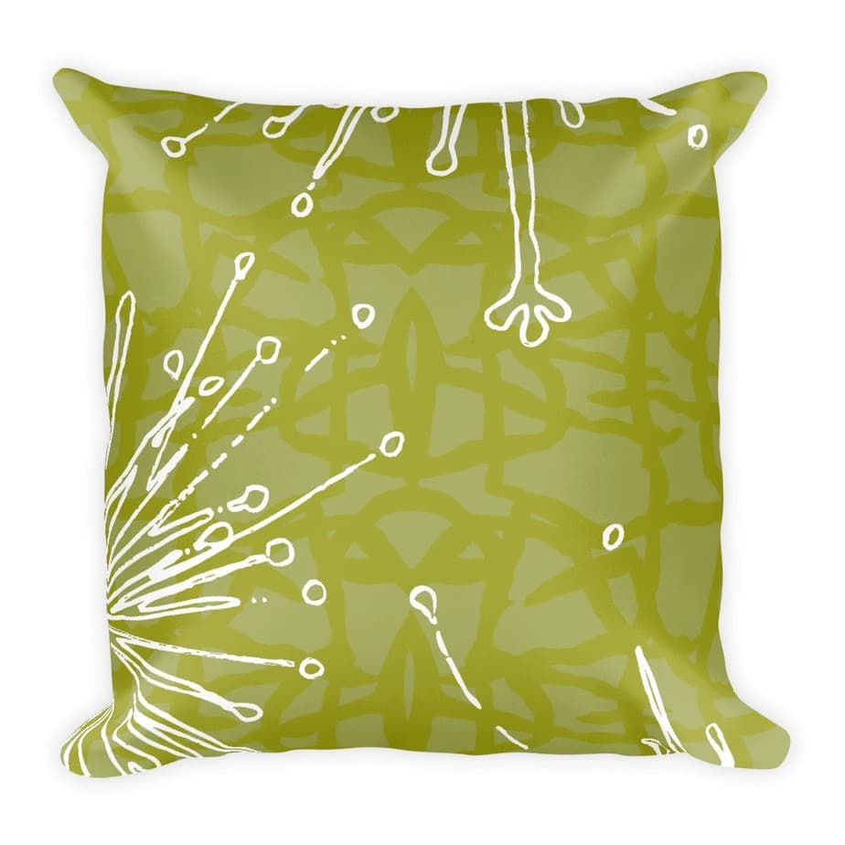 Frida Kahlo Inspired Chartreuse And White Floral Throw Pillow