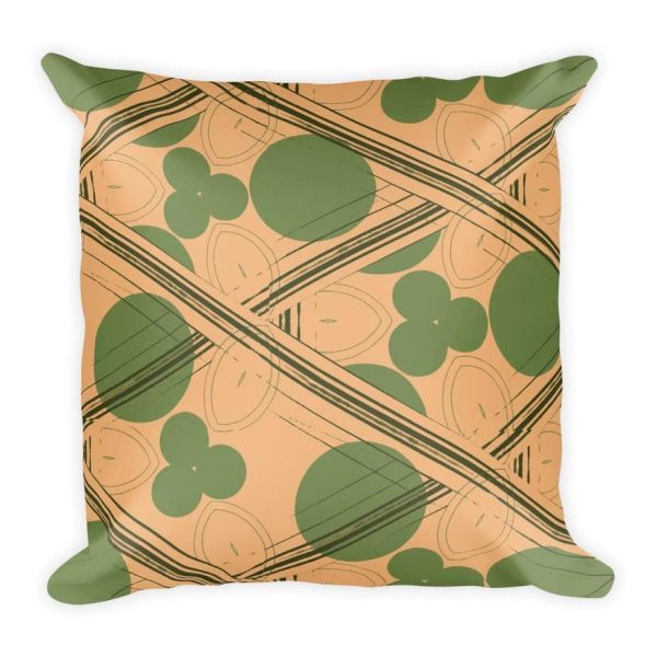 Retro Peach And Green Geometric Throw Pillow