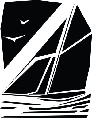 Black sailboat artwork abstract
