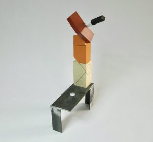 Small modern wood sculpture cubes