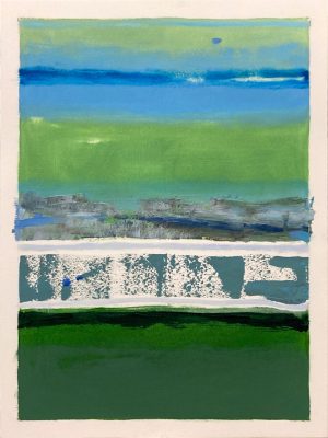 New York contemporary abstract landscape paintings on paper greens