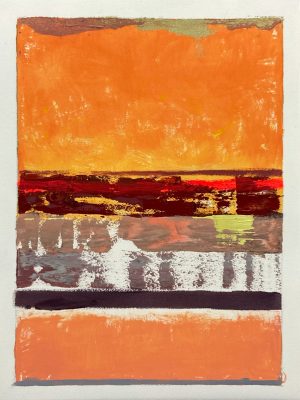 New York abstract paintings on paper orange