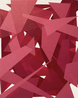 Berry red geometric abstract paintings
