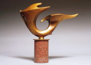 Bronze and marble abstract sculpture