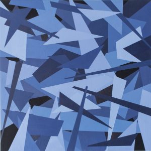 Blue geometric abstract paintings