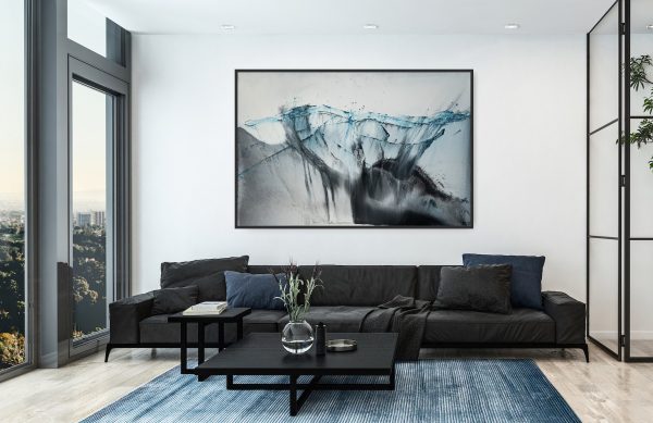 Oversized Abstract Organic Paintings Over Couch