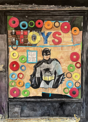 Pop art New York watercolor paintings Batman