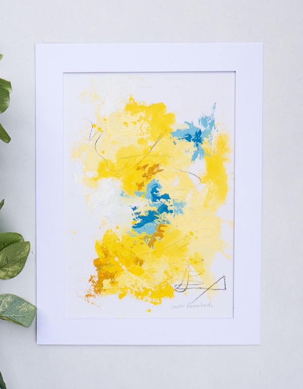 Yellow Abstract Painting Acrylic Small Artworks