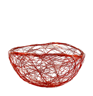 Large, Red Bowl Made From Mig Welding Wire
