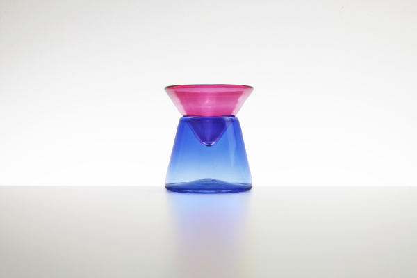 Pink And Blue Blown Glass Stacked Martini Glass