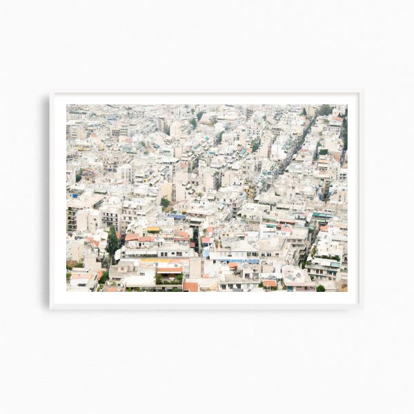 Athens Rooftops-Framed White - 2