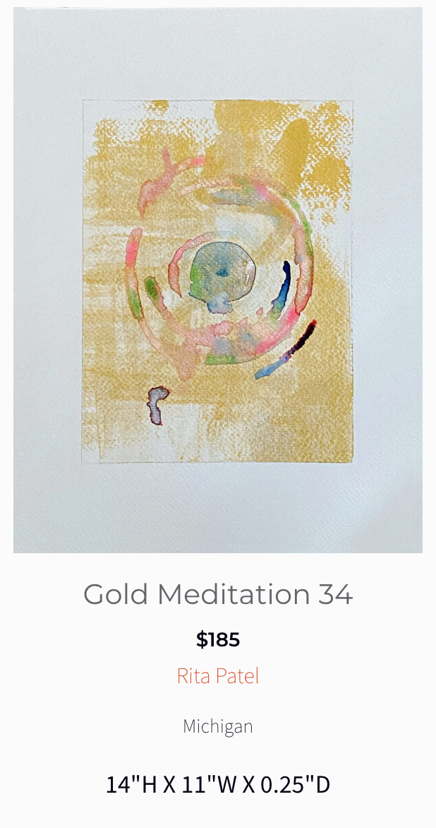 Acrylic And Gold Paint On Paper Abstract